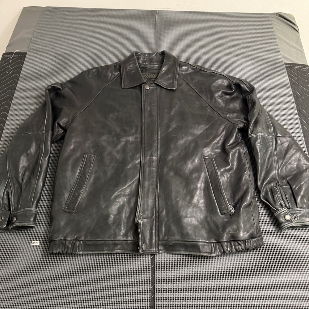 Claiborne Outerwear Mens‎ Black Lambskin Leather Jacket Size Large L Zip Front